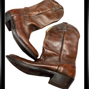Classic Brown Leather Cowboy Boots